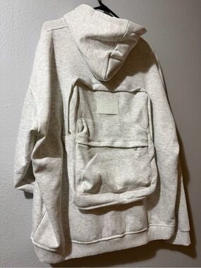 Backpack Hoodie In Light Heather Gray Size XXL